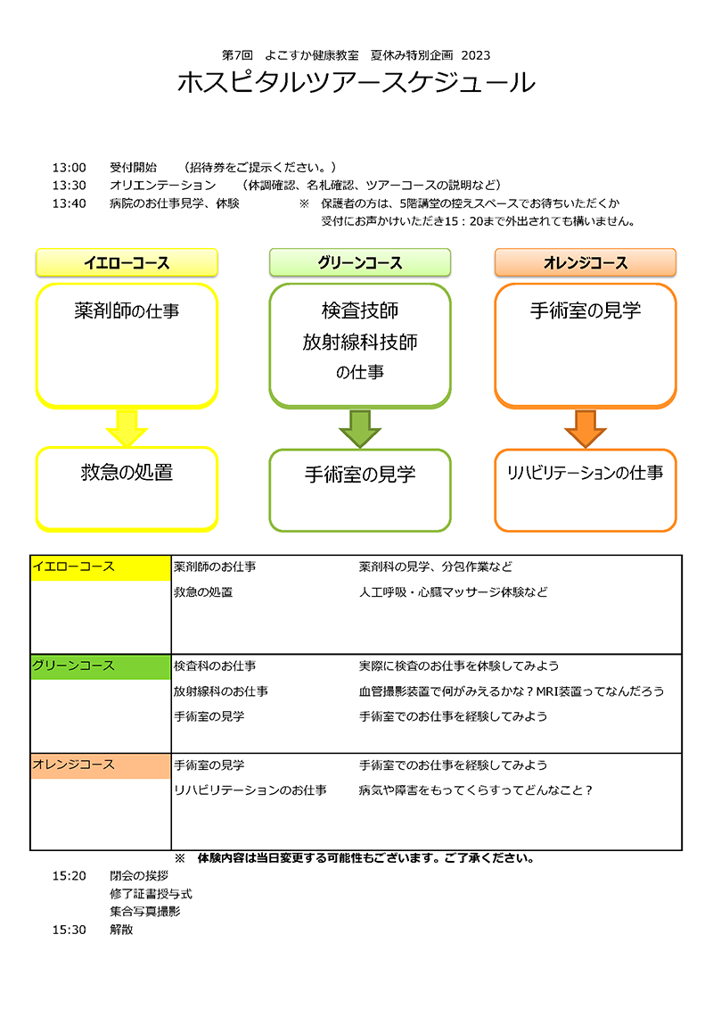 真夏のホスピタルツアー2023スケジュール